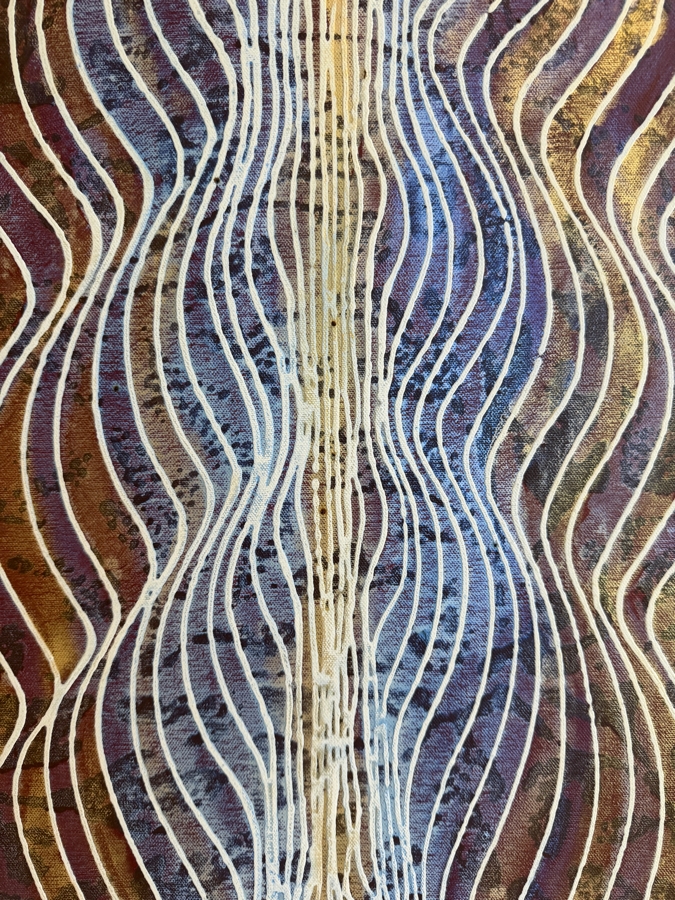 Gerrit Greve (1948-2024, Cardiff by the Sea, CA) Original Acrylic Mixed-Media Sand Painting On Canvas Titled 'Travels Revisited' 2008 Signed Verso 36 X 36 Estimate $1,300 - $1,600 [Photo 4]