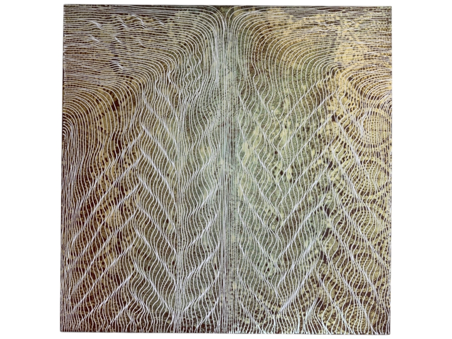 Gerrit Greve (1948-2024, Cardiff by the Sea, CA) Original Acrylic Mixed-Media Sand Painting On Canvas Titled 'Jeff' 1999 Signed Verso 36 X 36 Estimate $1,300 - $1,600 [Photo 1]