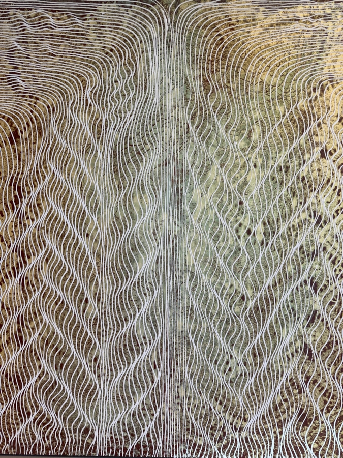 Gerrit Greve (1948-2024, Cardiff by the Sea, CA) Original Acrylic Mixed-Media Sand Painting On Canvas Titled 'Jeff' 1999 Signed Verso 36 X 36 Estimate $1,300 - $1,600 [Photo 3]