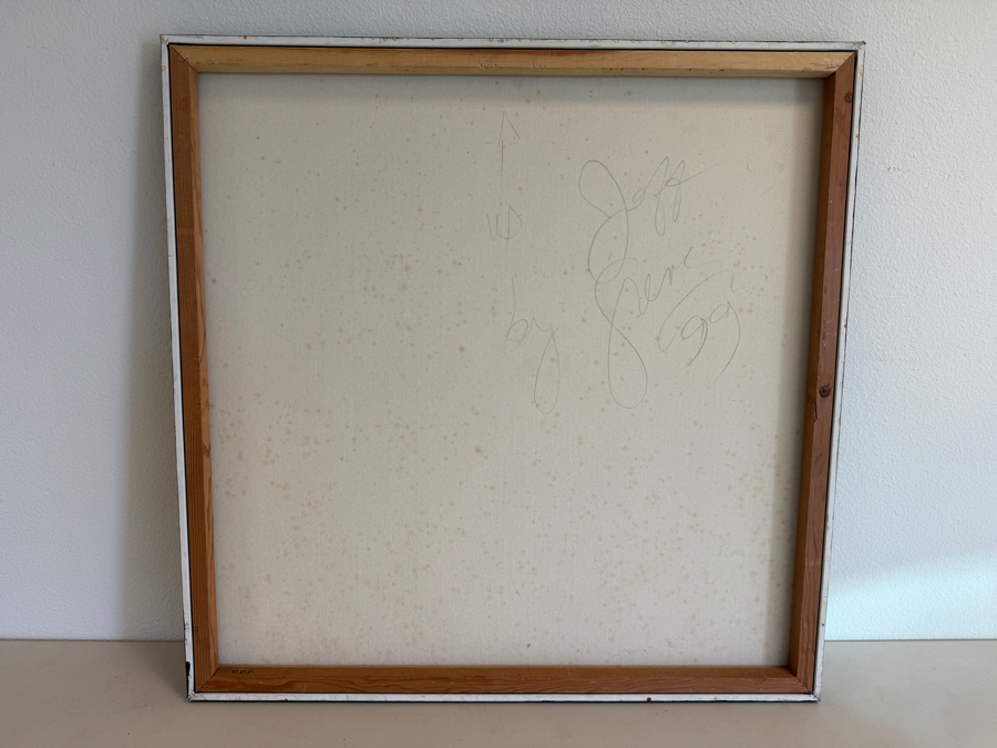 Gerrit Greve (1948-2024, Cardiff by the Sea, CA) Original Acrylic Mixed-Media Sand Painting On Canvas Titled 'Jeff' 1999 Signed Verso 36 X 36 Estimate $1,300 - $1,600 [Photo 6]