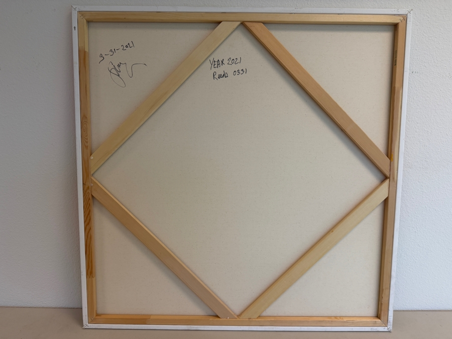 Gerrit Greve (1948-2024, Cardiff by the Sea, CA) Original Acrylic Painting On Canvas Titled 'Reeds 0331' 2021 Signed Bottom Left And Verso 36 X 36 Estimate $1,300 - $1,600 [Photo 6]