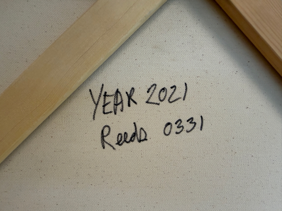 Gerrit Greve (1948-2024, Cardiff by the Sea, CA) Original Acrylic Painting On Canvas Titled 'Reeds 0331' 2021 Signed Bottom Left And Verso 36 X 36 Estimate $1,300 - $1,600 [Photo 8]