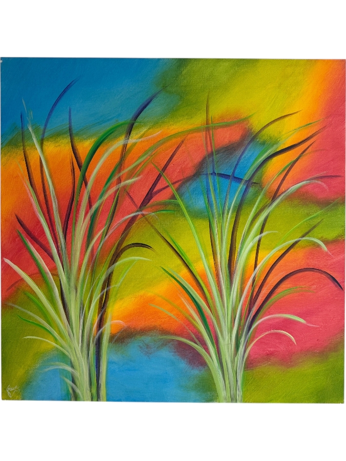 Gerrit Greve (1948-2024, Cardiff by the Sea, CA) Original Acrylic Painting On Canvas Titled 'Reeds 0331' 2021 Signed Bottom Left And Verso 36 X 36 Estimate $1,300 - $1,600 [Photo 1]