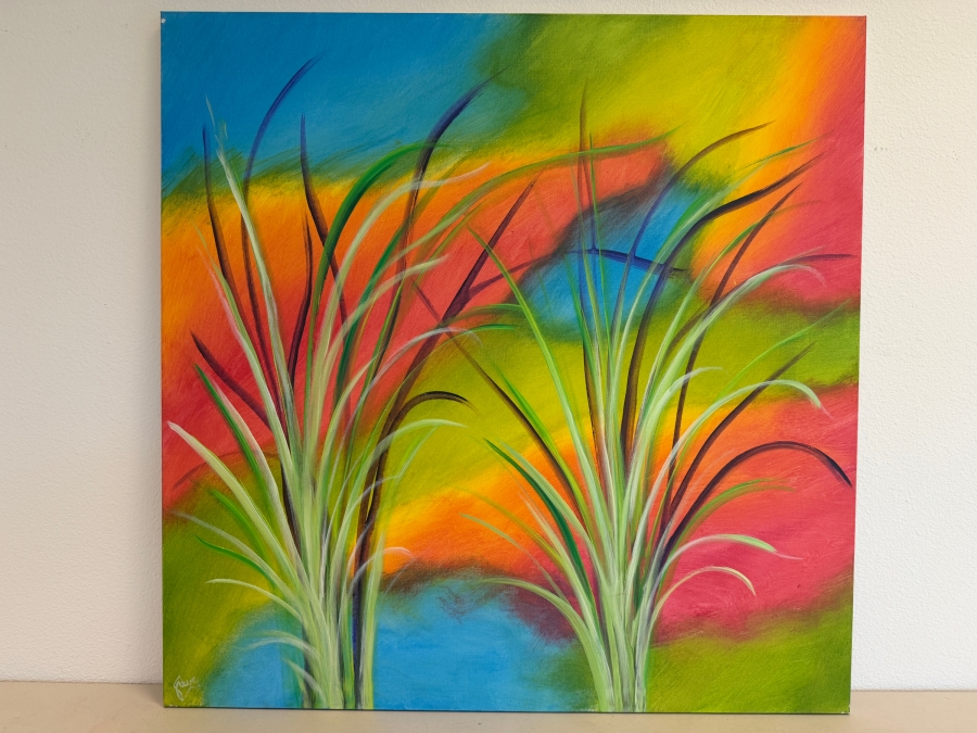 Gerrit Greve (1948-2024, Cardiff by the Sea, CA) Original Acrylic Painting On Canvas Titled 'Reeds 0331' 2021 Signed Bottom Left And Verso 36 X 36 Estimate $1,300 - $1,600 [Photo 2]