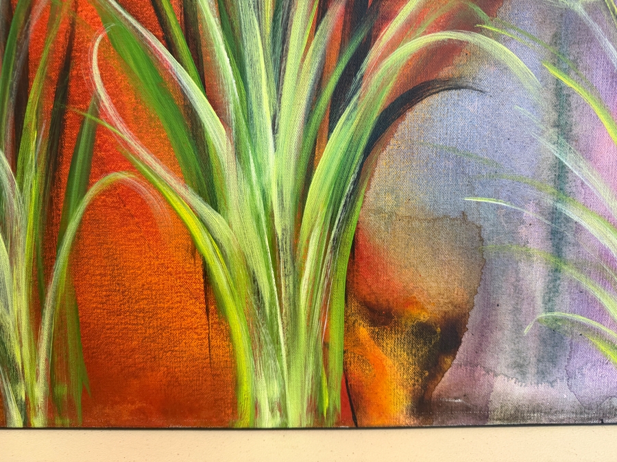 Gerrit Greve (1948-2024, Cardiff by the Sea, CA) Original Acrylic Painting On Canvas Titled 'Reeds 0326' 2021 Signed Bottom Left And Verso 36 X 36 Estimate $1,300 - $1,600 [Photo 4]