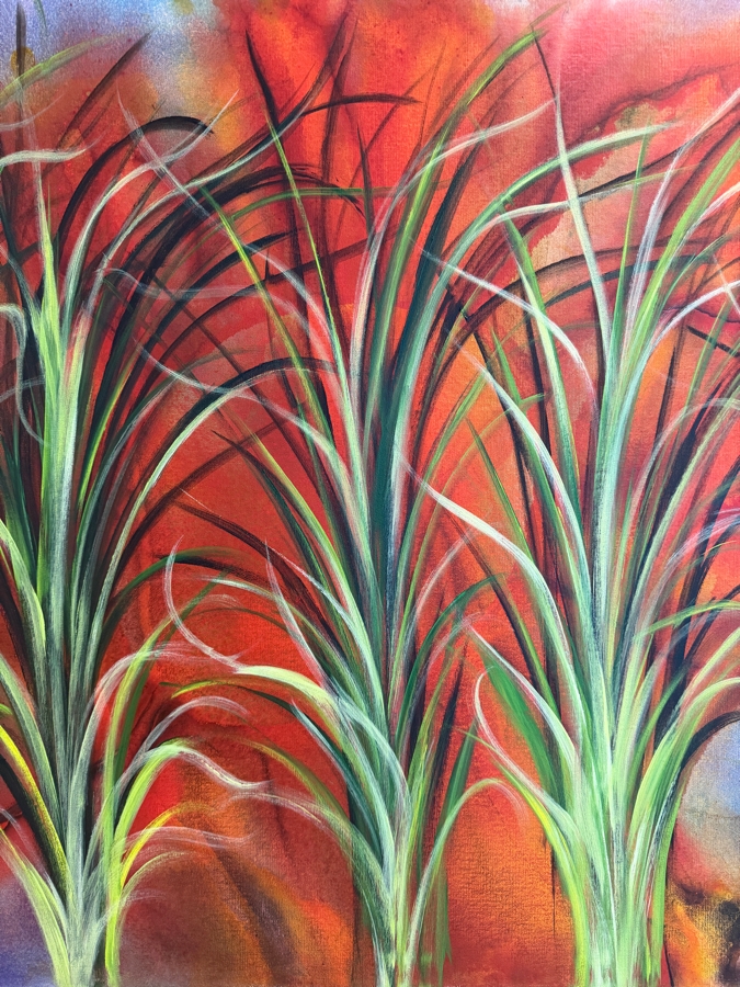 Gerrit Greve (1948-2024, Cardiff by the Sea, CA) Original Acrylic Painting On Canvas Titled 'Reeds 0326' 2021 Signed Bottom Left And Verso 36 X 36 Estimate $1,300 - $1,600 [Photo 3]