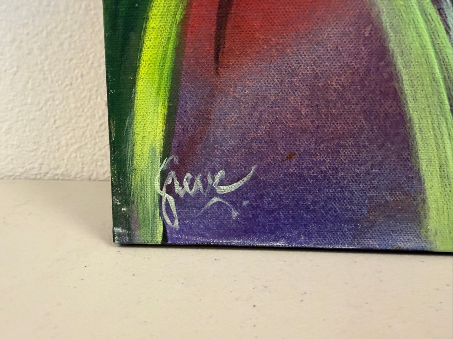Gerrit Greve (1948-2024, Cardiff by the Sea, CA) Original Acrylic Painting On Canvas Titled 'Reeds 0326' 2021 Signed Bottom Left And Verso 36 X 36 Estimate $1,300 - $1,600 [Photo 6]