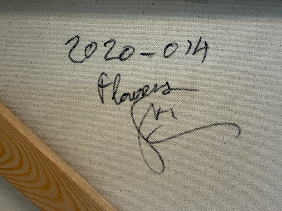 Gerrit Greve (1948-2024, Cardiff by the Sea, CA) Original Acrylic Painting On Canvas Titled 'Flowers' 2020 Signed Verso 36 X 36 Estimate $1,300 - $1,600 [Photo 7]