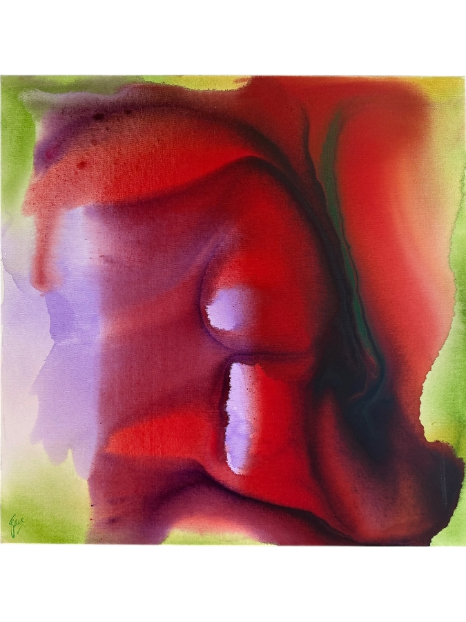 Gerrit Greve (1948-2024, Cardiff by the Sea, CA) Original Acrylic Painting On Canvas Titled 'Flowers' 2019 Signed Bottom Left And Verso 36 X 36 Estimate $1,300 - $1,600