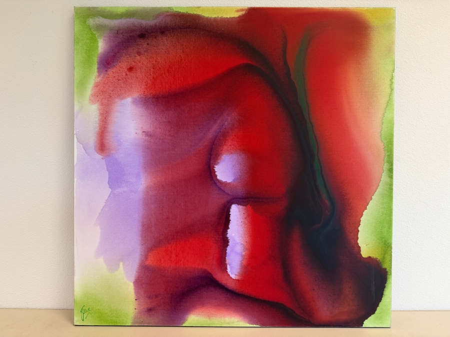 Gerrit Greve (1948-2024, Cardiff by the Sea, CA) Original Acrylic Painting On Canvas Titled 'Flowers' 2019 Signed Bottom Left And Verso 36 X 36 Estimate $1,300 - $1,600 [Photo 2]