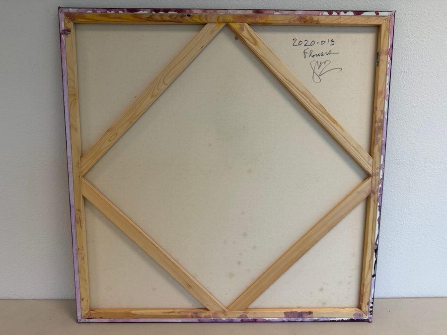 Gerrit Greve (1948-2024, Cardiff by the Sea, CA) Original Acrylic Painting On Canvas Titled 'Flowers' 2020 Signed Verso 36 X 36 Estimate $1,300 - $1,600 [Photo 6]