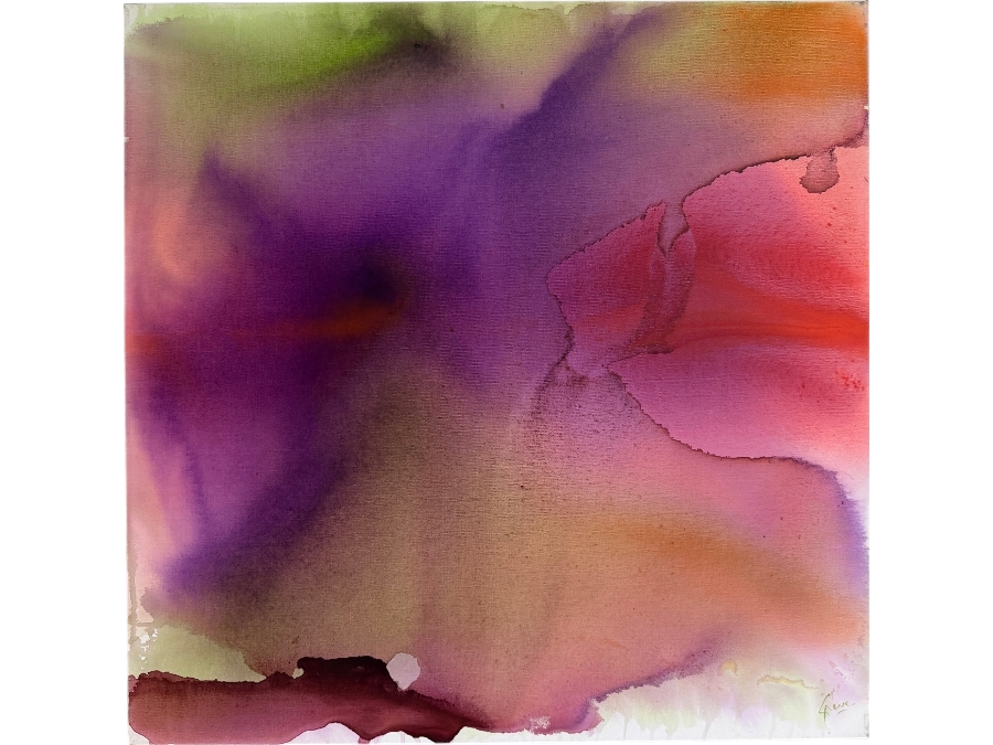Gerrit Greve (1948-2024, Cardiff by the Sea, CA) Original Acrylic Painting On Canvas Titled 'Flowers' 2019 Signed Bottom Right And Verso 36 X 36 Estimate $1,300 - $1,600