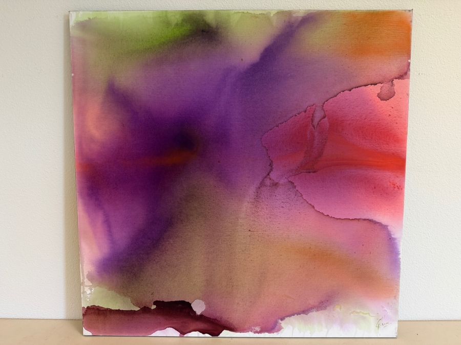 Gerrit Greve (1948-2024, Cardiff by the Sea, CA) Original Acrylic Painting On Canvas Titled 'Flowers' 2019 Signed Bottom Right And Verso 36 X 36 Estimate $1,300 - $1,600 [Photo 2]