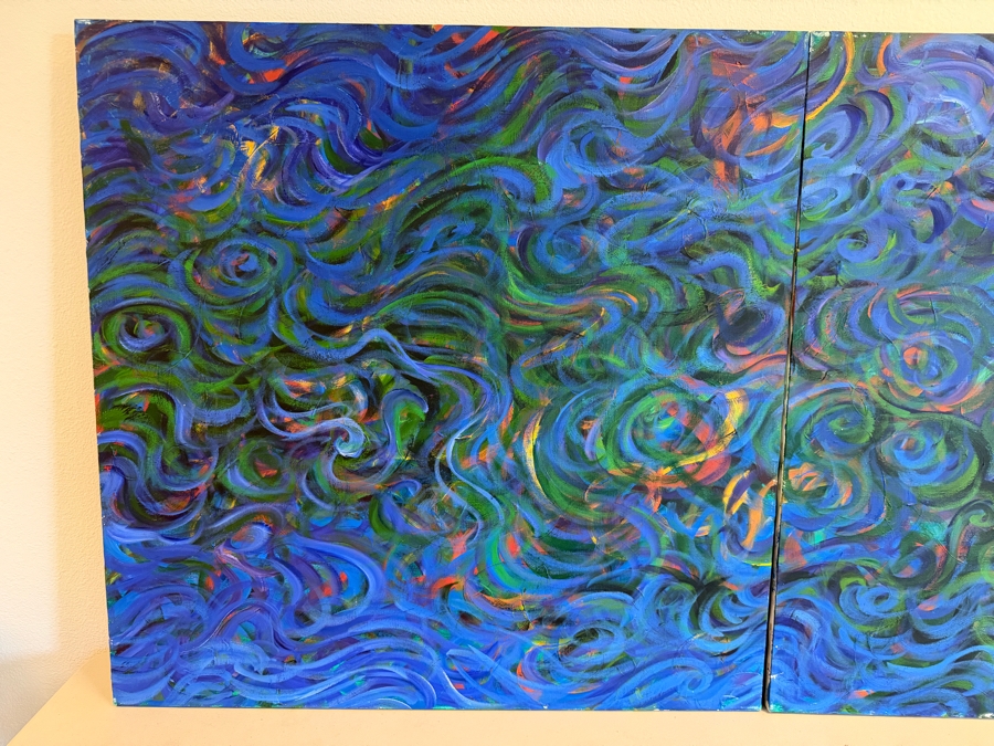 Gerrit Greve (1948-2024, Cardiff by the Sea, CA) Original Acrylic Diptych Painting On Canvas Untitled 1992 Signed Verso 72' X 36' Estimate $2,600 - $3,200 [Photo 8]
