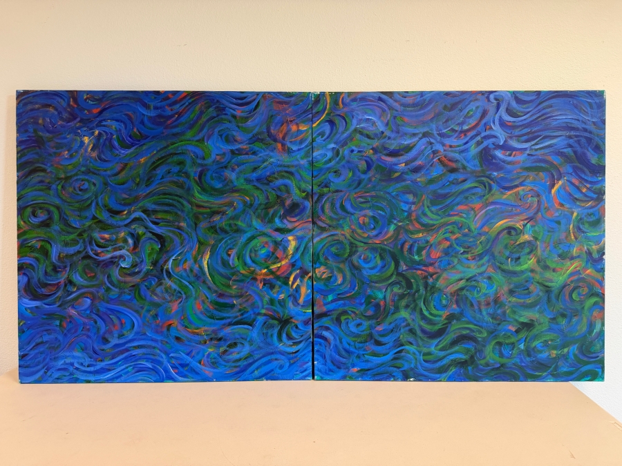 Gerrit Greve (1948-2024, Cardiff by the Sea, CA) Original Acrylic Diptych Painting On Canvas Untitled 1992 Signed Verso 72' X 36' Estimate $2,600 - $3,200 [Photo 7]