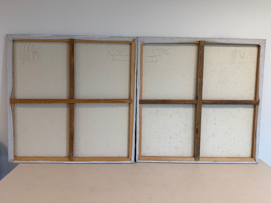 Gerrit Greve (1948-2024, Cardiff by the Sea, CA) Original Acrylic Diptych Painting On Canvas Untitled 1992 Signed Verso 72' X 36' Estimate $2,600 - $3,200 [Photo 3]