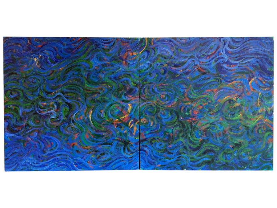 Gerrit Greve (1948-2024, Cardiff by the Sea, CA) Original Acrylic Diptych Painting On Canvas Untitled 1992 Signed Verso 72' X 36' Estimate $2,600 - $3,200