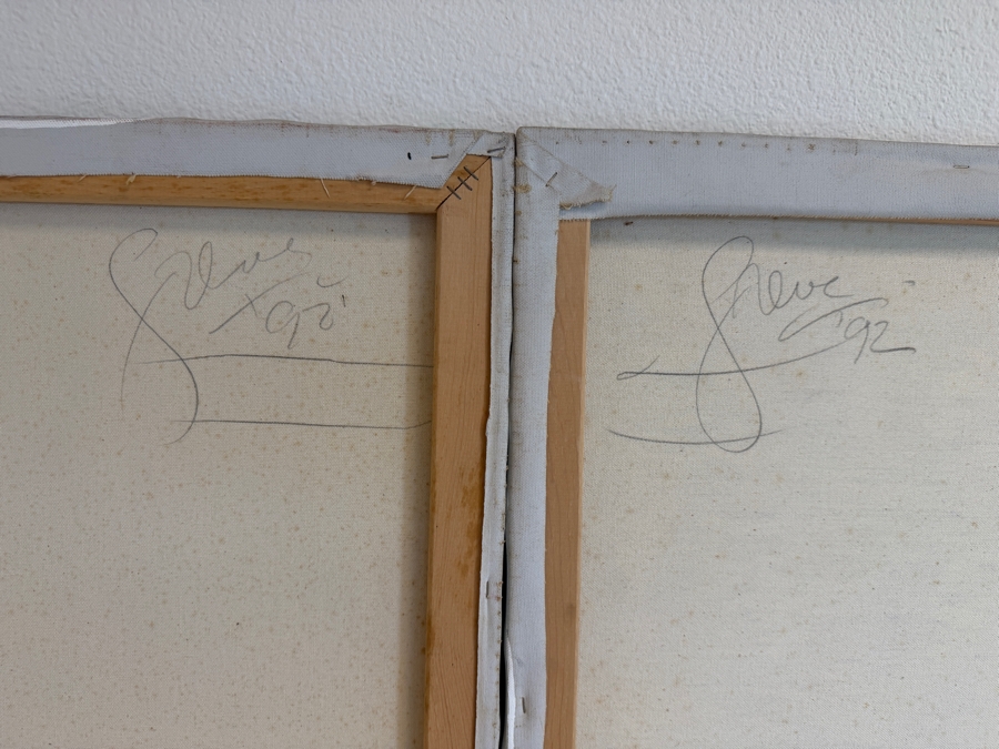 Gerrit Greve (1948-2024, Cardiff by the Sea, CA) Original Acrylic Diptych Painting On Canvas Untitled 1992 Signed Verso 72' X 36' Estimate $2,600 - $3,200 [Photo 4]
