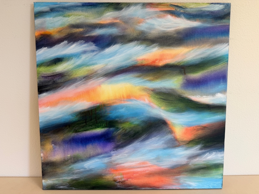 Gerrit Greve (1948-2024, Cardiff by the Sea, CA) Original Acrylic Painting On Canvas Titled 'Sunset Waters' 2019 Signed Verso 36 X 36 Estimate $1,300 - $1,600 [Photo 2]