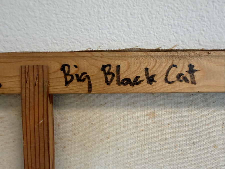 Gerrit Greve (1948-2024, Cardiff by the Sea, CA) Original Acrylic Painting On Canvas Titled 'Big Black Cat' Signed Bottom Left 36 X 36 Estimate $1,300 - $1,600 [Photo 8]