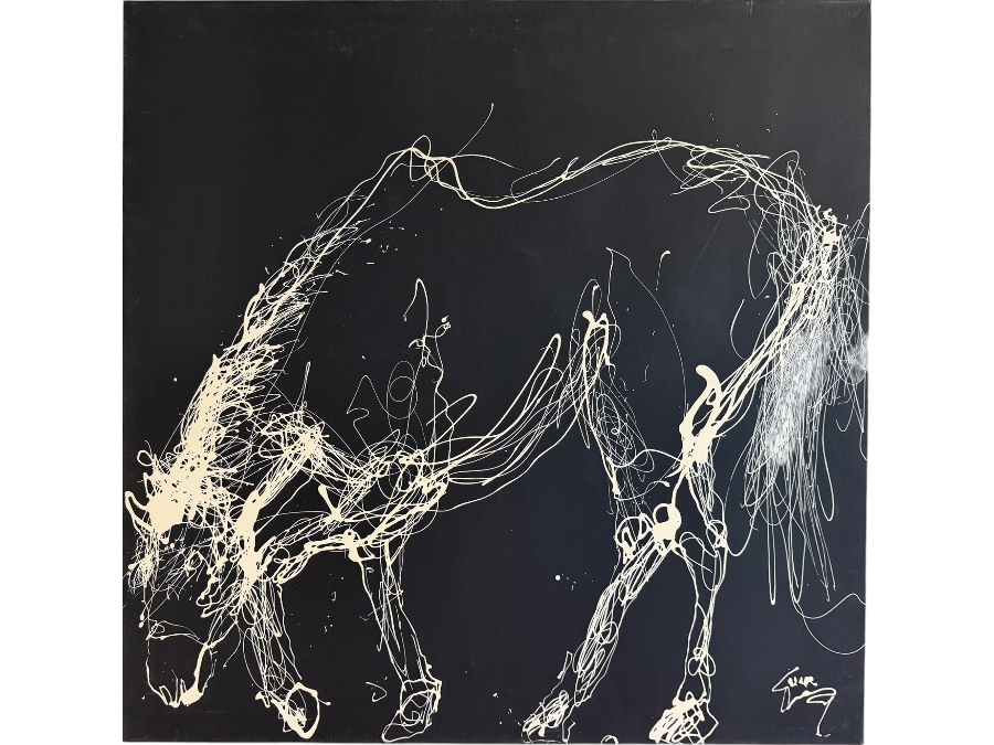 Gerrit Greve (1948-2024, Cardiff by the Sea, CA) Original Acrylic Drip Painting On Canvas Titled 'Grazing Movement' Signed Lower Right 36' X 36' Estimate $1,300 - $1,600