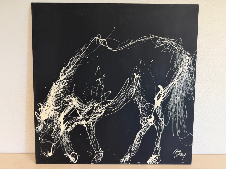 Gerrit Greve (1948-2024, Cardiff by the Sea, CA) Original Acrylic Drip Painting On Canvas Titled 'Grazing Movement' Signed Lower Right 36' X 36' Estimate $1,300 - $1,600 [Photo 2]