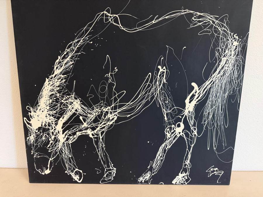 Gerrit Greve (1948-2024, Cardiff by the Sea, CA) Original Acrylic Drip Painting On Canvas Titled 'Grazing Movement' Signed Lower Right 36' X 36' Estimate $1,300 - $1,600 [Photo 3]