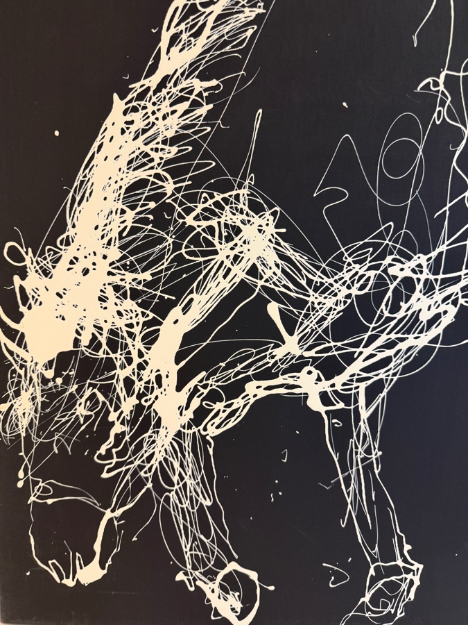 Gerrit Greve (1948-2024, Cardiff by the Sea, CA) Original Acrylic Drip Painting On Canvas Titled 'Grazing Movement' Signed Lower Right 36' X 36' Estimate $1,300 - $1,600 [Photo 4]