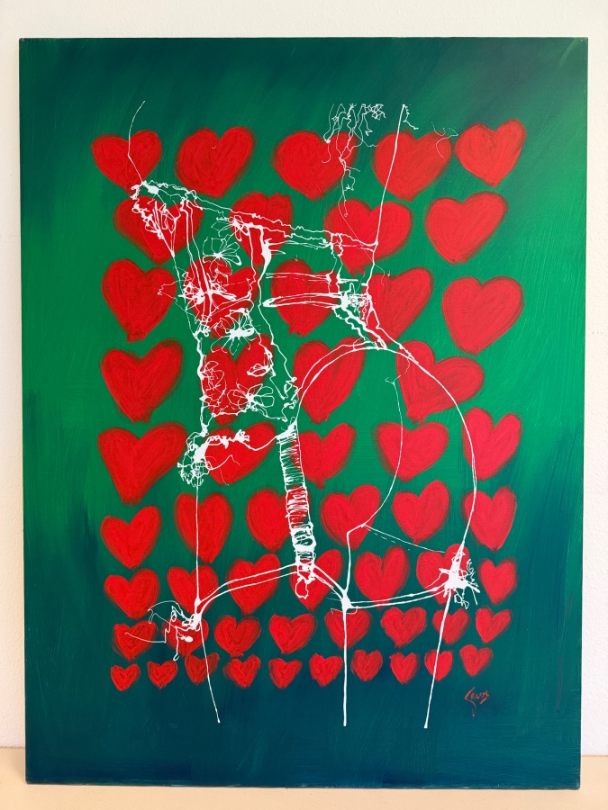 Gerrit Greve (1948-2024, Cardiff by the Sea, CA) Original Acrylic Drip Painting On Canvas 2020 Signed Bottom Right 36 X 48 Estimate $1,700 - $2,200 [Photo 2]