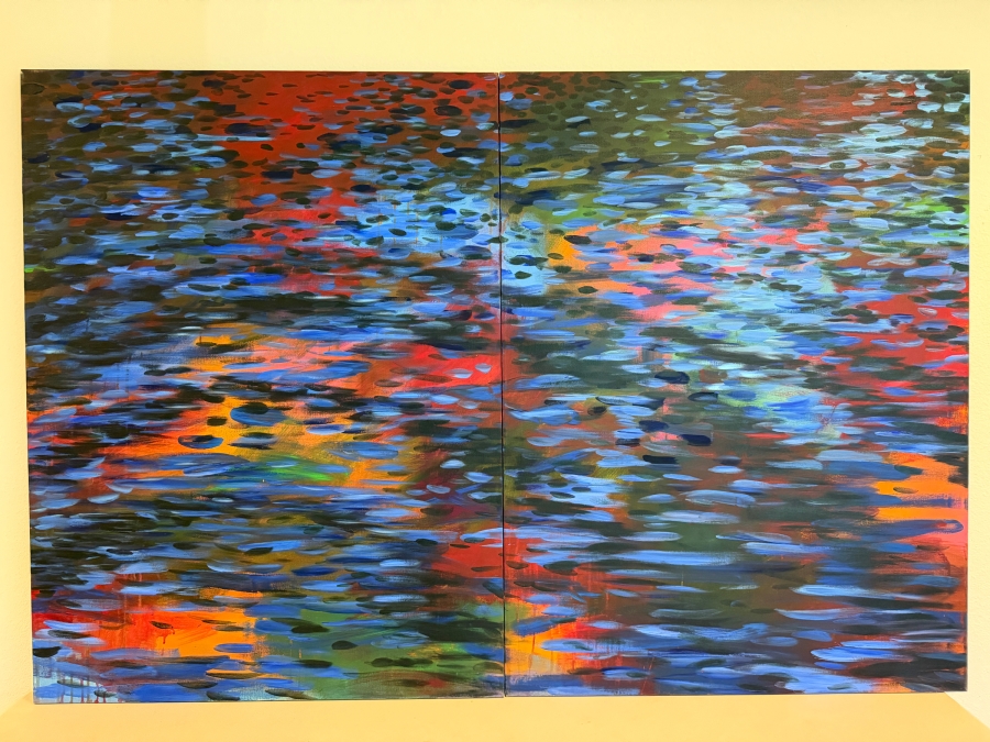 Gerrit Greve (1948-2024, Cardiff by the Sea, CA) Original Acrylic Diptych Painting On Canvas Titled 'Autumn Reflections' 1990 Signed Verso 72 X 48 Estimate $3,400 - $4,400 [Photo 2]