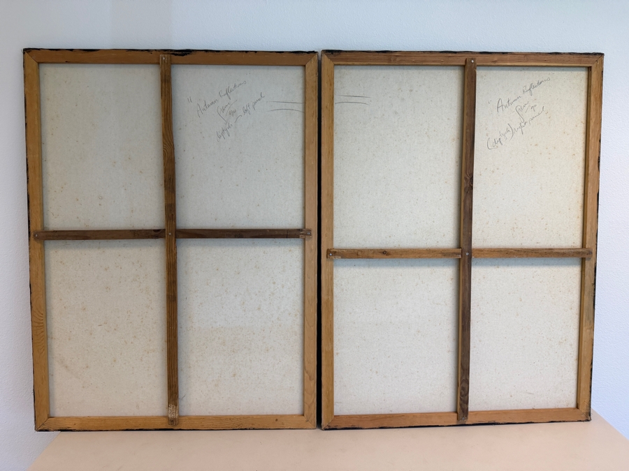 Gerrit Greve (1948-2024, Cardiff by the Sea, CA) Original Acrylic Diptych Painting On Canvas Titled 'Autumn Reflections' 1990 Signed Verso 72 X 48 Estimate $3,400 - $4,400 [Photo 7]