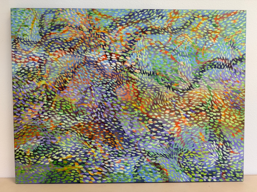 Gerrit Greve (1948-2024, Cardiff by the Sea, CA) Original Acrylic Painting On Canvas Titled 'Reef Secret' 1997 Signed Verso 48 X 36 Estimate $1,700 - $2,200 [Photo 2]