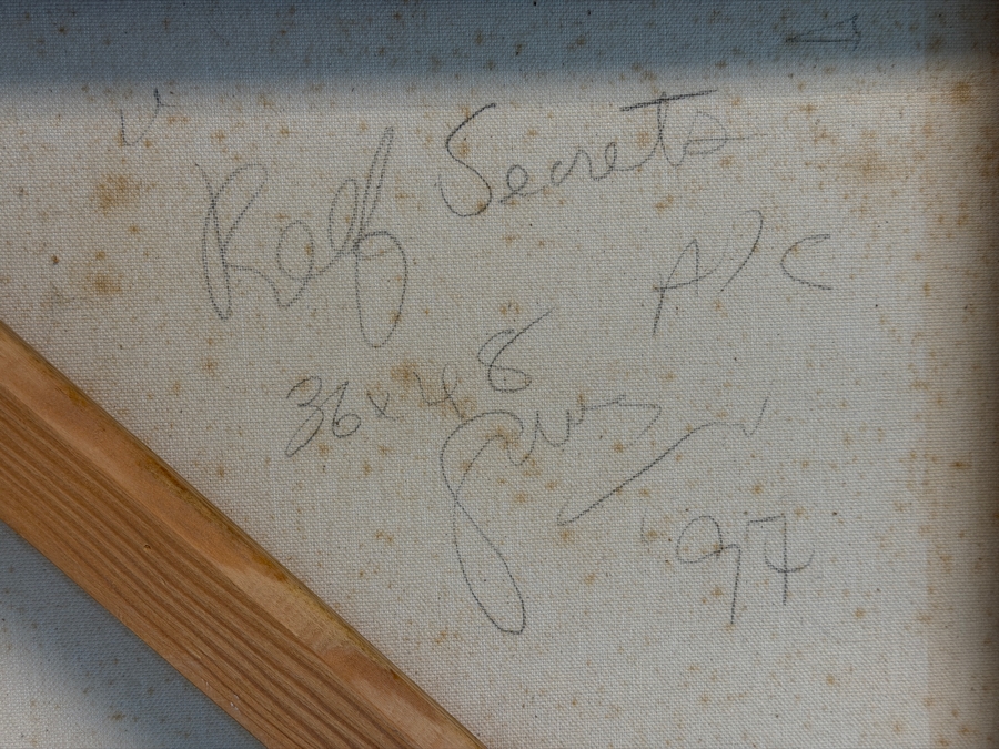 Gerrit Greve (1948-2024, Cardiff by the Sea, CA) Original Acrylic Painting On Canvas Titled 'Reef Secret' 1997 Signed Verso 48 X 36 Estimate $1,700 - $2,200 [Photo 7]