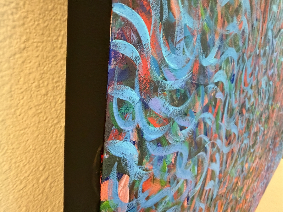 Gerrit Greve (1948-2024, Cardiff by the Sea, CA) Original Acrylic Diptych Painting On Canvas Titled 'Synchronized Currents' Signed Bottom Right And Verso 72 X 48 Estimate $3,400 - $4,400 [Photo 8]