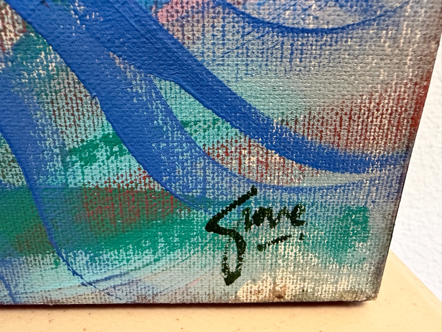 Gerrit Greve (1948-2024, Cardiff by the Sea, CA) Original Acrylic Diptych Painting On Canvas Titled 'Synchronized Currents' Signed Bottom Right And Verso 72 X 48 Estimate $3,400 - $4,400 [Photo 6]