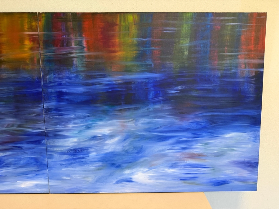 Gerrit Greve (1948-2024, Cardiff by the Sea, CA) Original Acrylic Diptych Painting On Canvas Titled 'Fast Waters' 1990 Signed Verso 96 X 40 Estimate $3,400 - $4,400 [Photo 3]