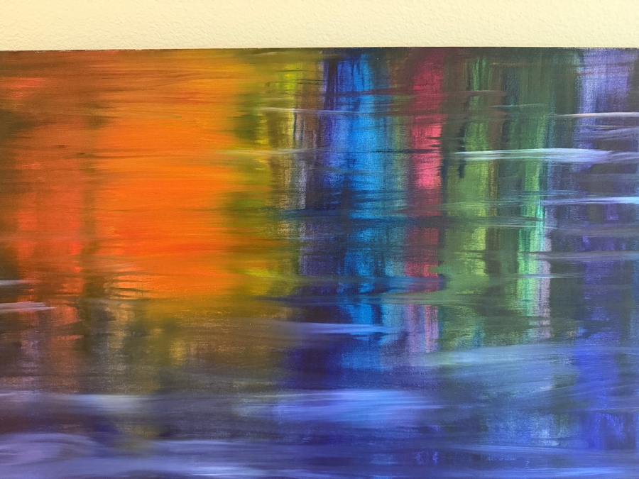 Gerrit Greve (1948-2024, Cardiff by the Sea, CA) Original Acrylic Diptych Painting On Canvas Titled 'Fast Waters' 1990 Signed Verso 96 X 40 Estimate $3,400 - $4,400 [Photo 5]