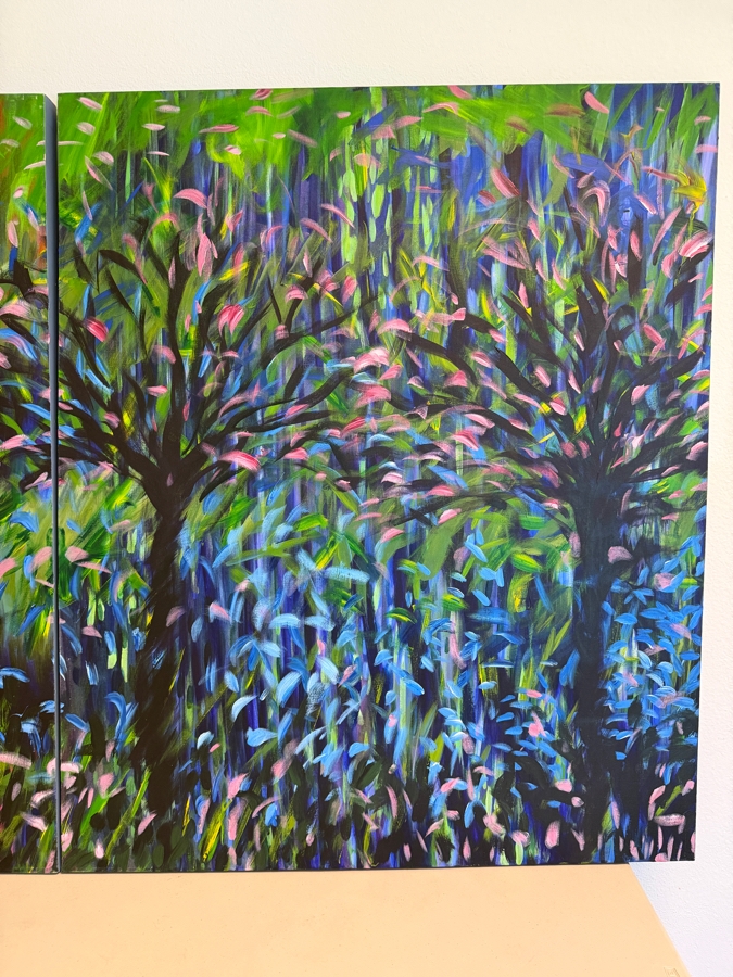 Gerrit Greve (1948-2024, Cardiff by the Sea, CA) Original Acrylic Diptych Painting On Canvas Titled 'Canal Spring' 1990 Signed Verso 80 X 48 Estimate $3,400 - $4,400  [Photo 4]