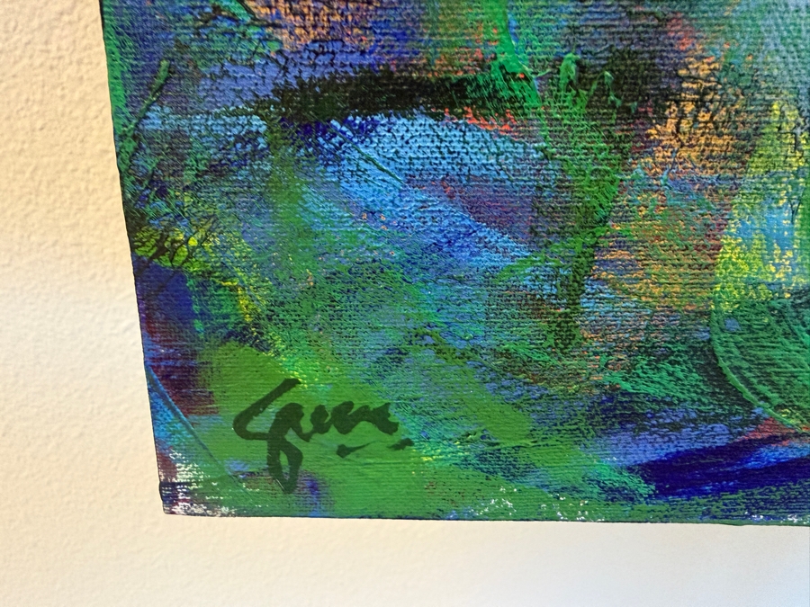 Gerrit Greve (1948-2024, Cardiff by the Sea, CA) Original Acrylic Diptych Painting On Canvas Titled 'Underwater Reeds' Signed Bottom Right And Verso 80 X 40 Estimate $3,400 - $4,400 [Photo 6]