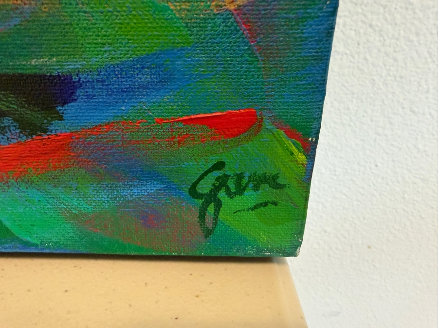 Gerrit Greve (1948-2024, Cardiff by the Sea, CA) Original Acrylic Diptych Painting On Canvas Titled 'Underwater Reeds' Signed Bottom Right And Verso 80 X 40 Estimate $3,400 - $4,400 [Photo 7]