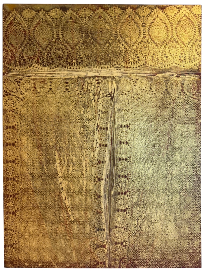 Gerrit Greve (1948-2024, Cardiff by the Sea, CA) Original Acrylic Mixed-Media Sand Painting On Canvas Untitled 2010 Signed Verso 36 X 48 Estimate $1,700 - $2,200