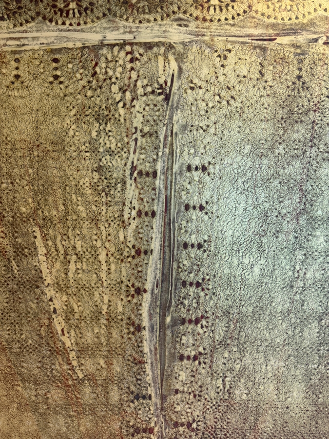 Gerrit Greve (1948-2024, Cardiff by the Sea, CA) Original Acrylic Mixed-Media Sand Painting On Canvas Untitled 2010 Signed Verso 36 X 48 Estimate $1,700 - $2,200 [Photo 3]