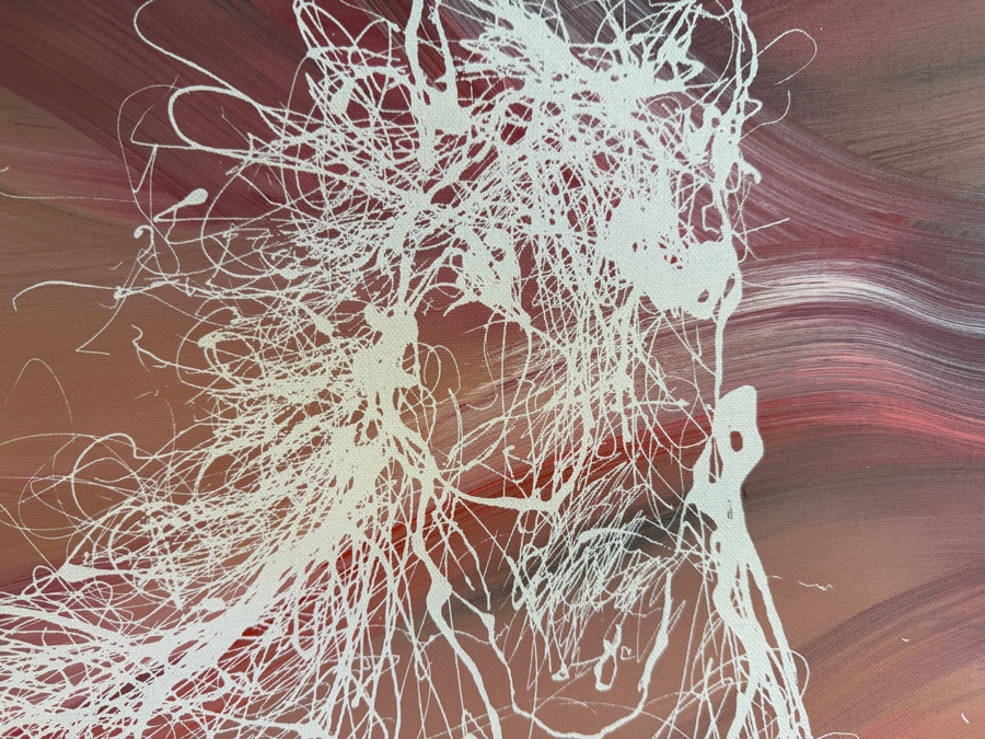 Gerrit Greve (1948-2024, Cardiff by the Sea, CA) Original Acrylic Drip Painting On Canvas Titled ' White Horse #7' Signed Lower Left 36 X 48 Estimate $1,700 - $2,200 [Photo 4]