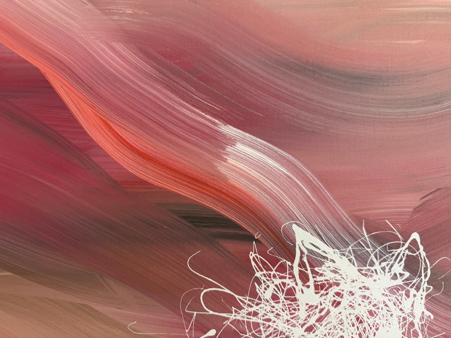 Gerrit Greve (1948-2024, Cardiff by the Sea, CA) Original Acrylic Drip Painting On Canvas Titled ' White Horse #7' Signed Lower Left 36 X 48 Estimate $1,700 - $2,200 [Photo 8]