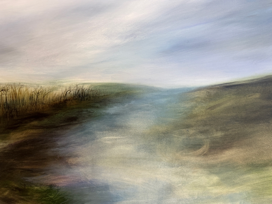Gerrit Greve (1948-2024, Cardiff by the Sea, CA) Original Acrylic Painting On Canvas Titled 'Mindscape 16-6' 2004 Signed Verso 48 X 36 Estimate $1,700 - $2,200 [Photo 3]