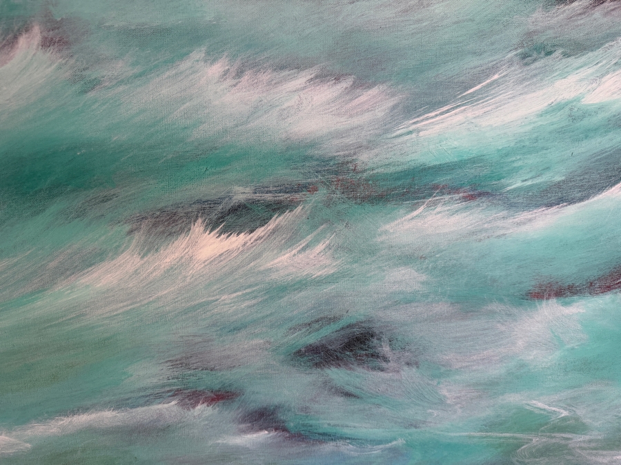 Gerrit Greve (1948-2024, Cardiff by the Sea, CA) Original Acrylic Painting On Canvas Titled 'Mexico Waters' 2019 Signed Bottom Right And Verso 48 X 36 Estimate $1,700 - $2,200 [Photo 4]