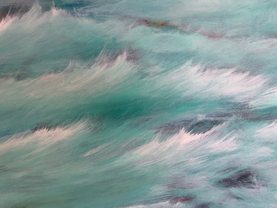 Gerrit Greve (1948-2024, Cardiff by the Sea, CA) Original Acrylic Painting On Canvas Titled 'Mexico Waters' 2019 Signed Bottom Right And Verso 48 X 36 Estimate $1,700 - $2,200 [Photo 3]
