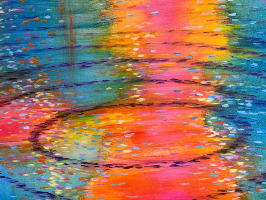 Gerrit Greve (1948-2024, Cardiff by the Sea, CA) Original Acrylic Painting On Canvas Untitled Ripples 2021 Signed Bottom Right 48 X 36 Estimate $1,700 - $2,200 [Photo 3]