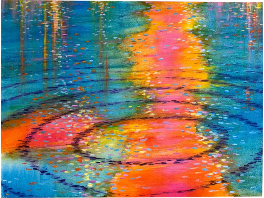 Gerrit Greve (1948-2024, Cardiff by the Sea, CA) Original Acrylic Painting On Canvas Untitled Ripples 2021 Signed Bottom Right 48 X 36 Estimate $1,700 - $2,200