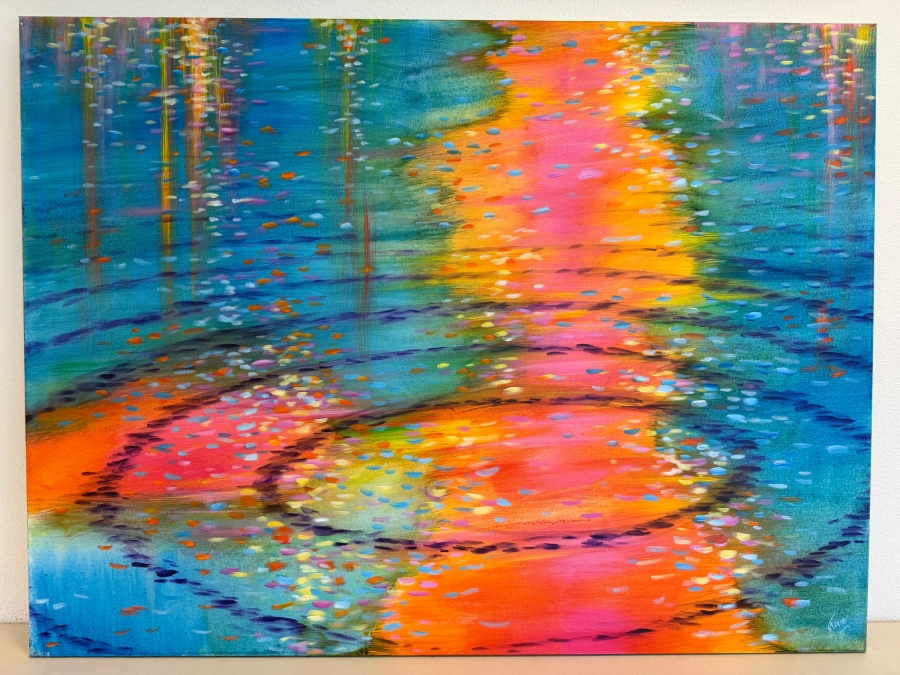 Gerrit Greve (1948-2024, Cardiff by the Sea, CA) Original Acrylic Painting On Canvas Untitled Ripples 2021 Signed Bottom Right 48 X 36 Estimate $1,700 - $2,200 [Photo 2]
